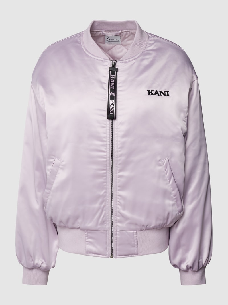 Jacke mit Label-Detail Modell 'RETRO SATIN' in hellrosa