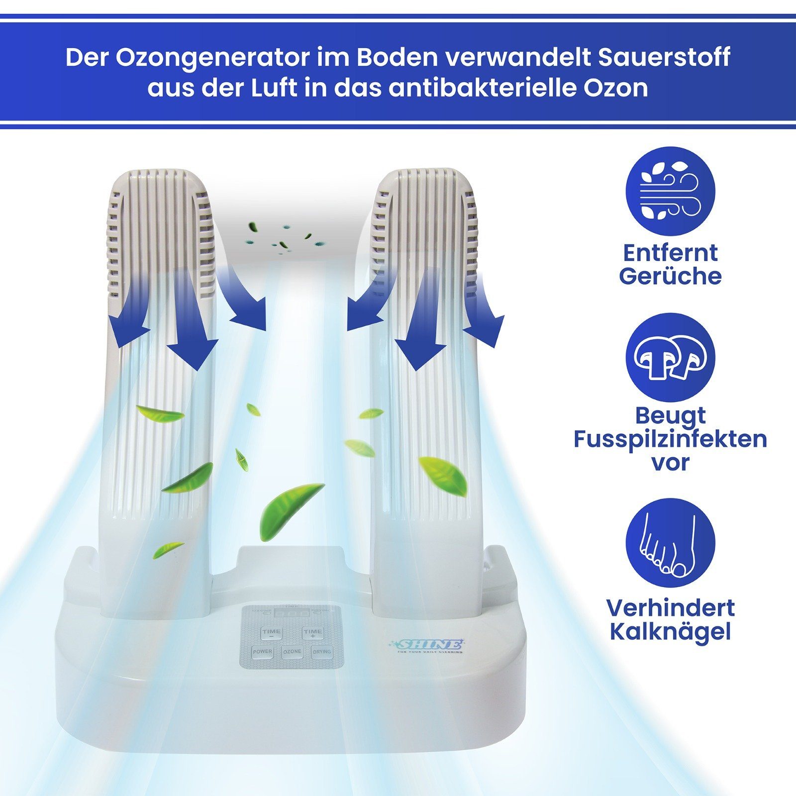 BoomDing Schuhtrockner BoomDing Frische Schuhe in 25 Minuten Antibakteriell mit OZON, Zur Desinfektion, hilft Gerüche, Pilze und Bakterien zu bekämpfen