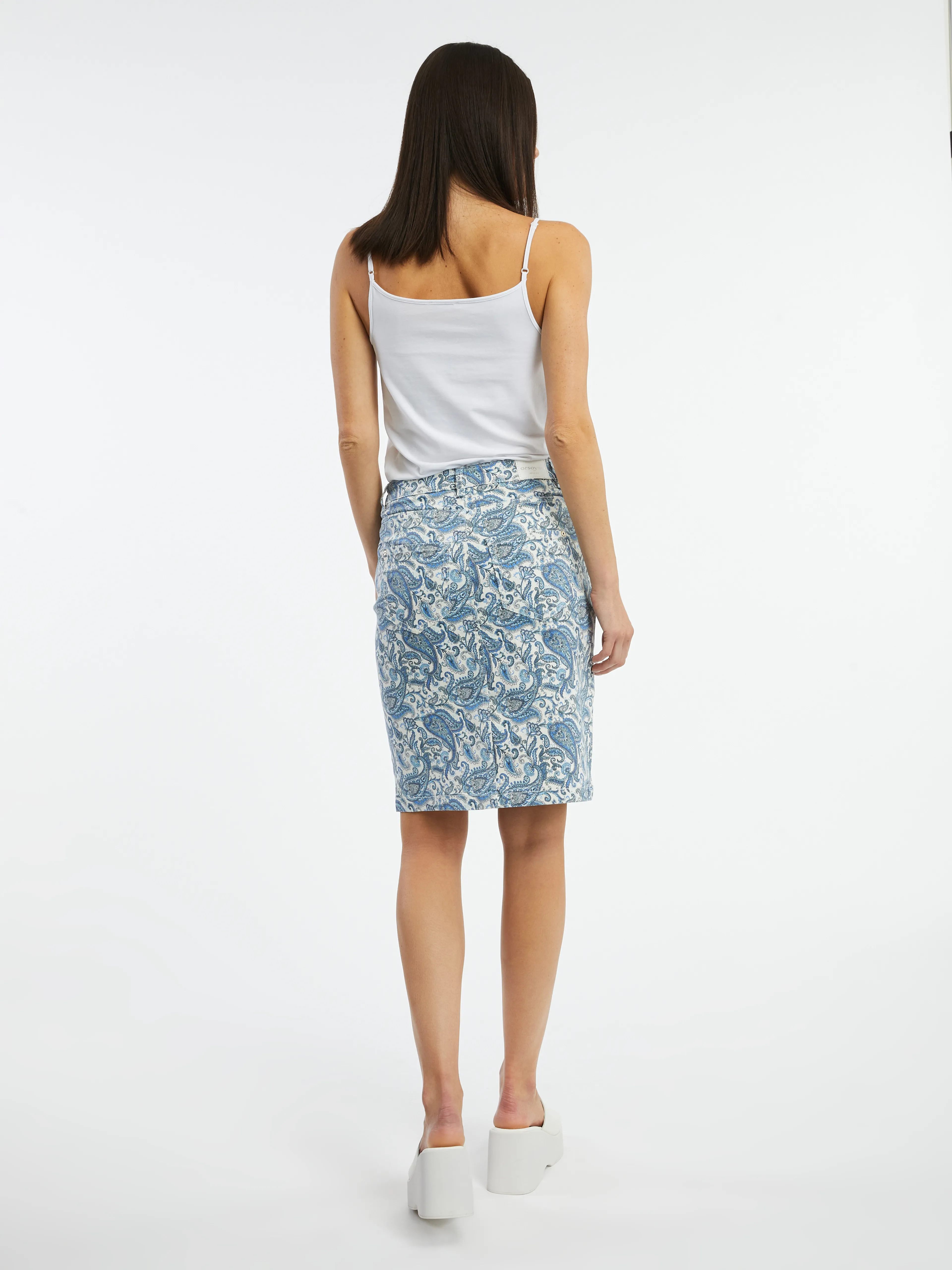 Blaue gemusterter Damen-Denimrock ORSAY