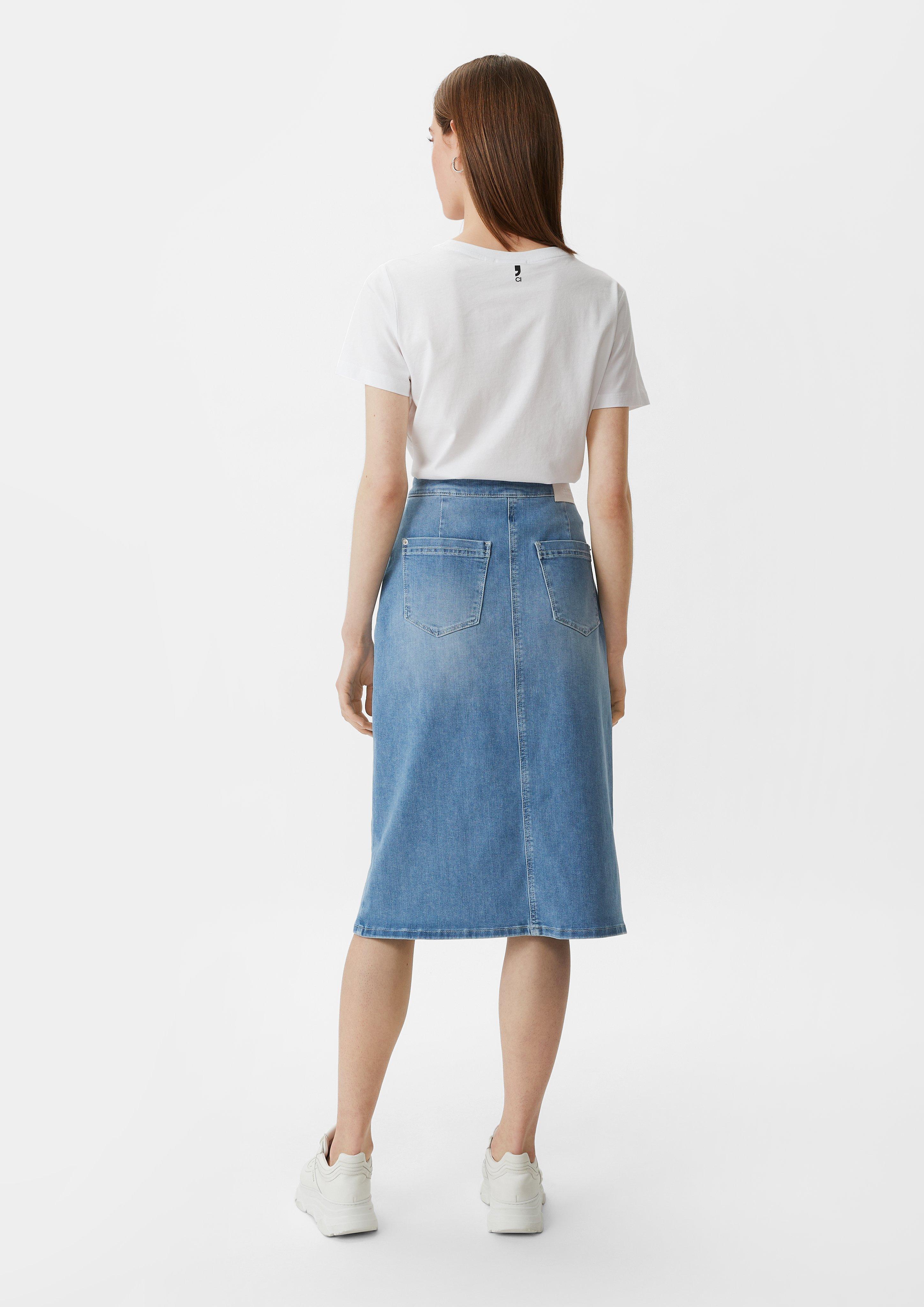 Midi-Rock aus Denim - blau