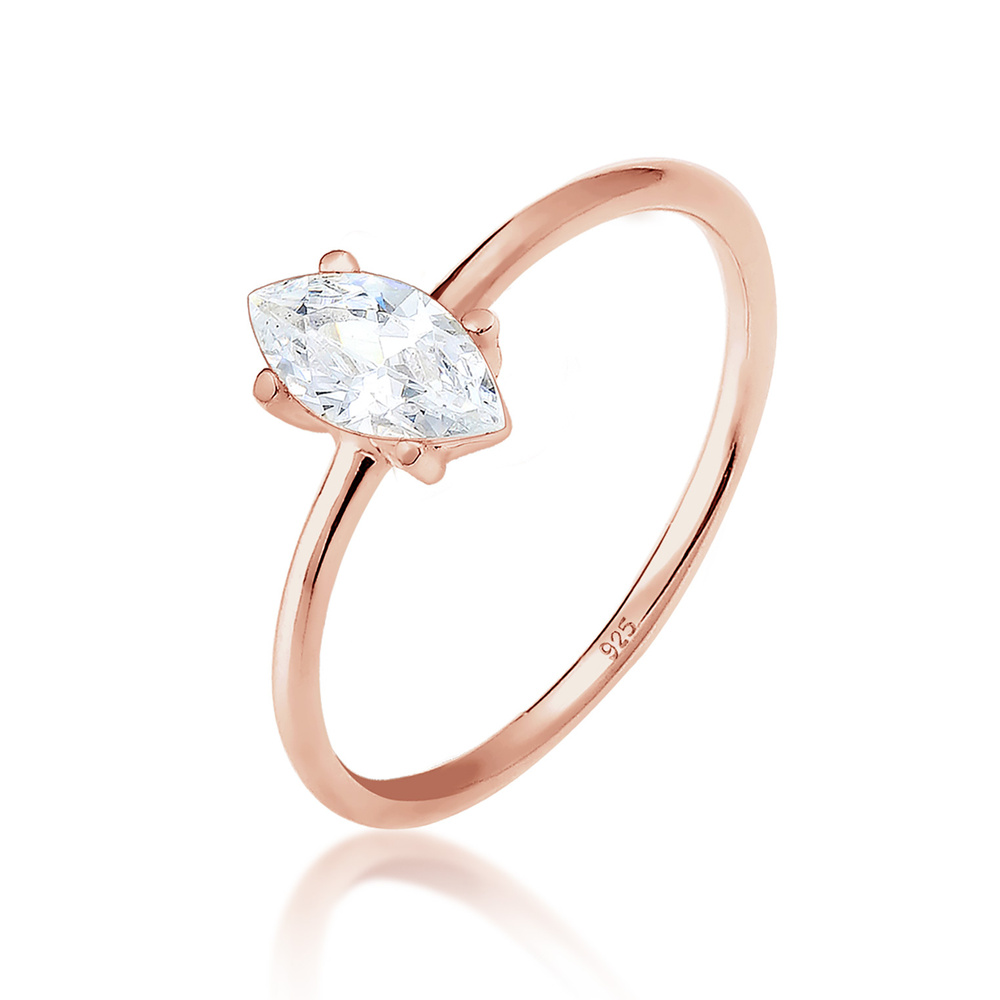Elli Elli Bague Marquise zircone Minimal 925 Argent Bague