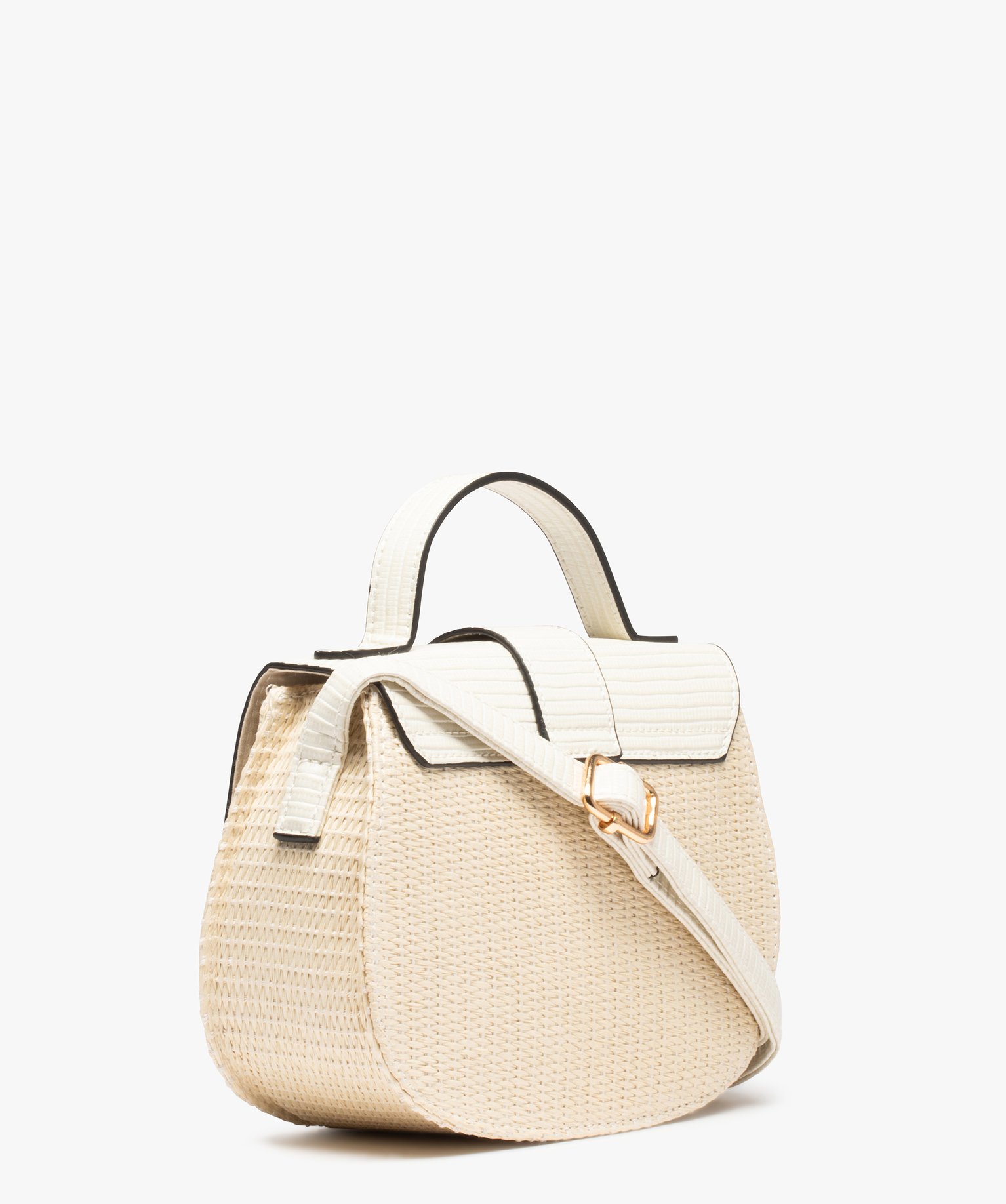 Sac à main femme compact et rond à décor en relief beige clair | GEMO