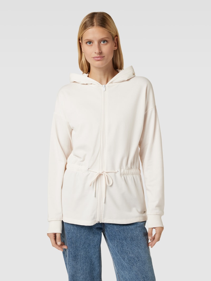 Sweatjacke mit Kapuze in ecru