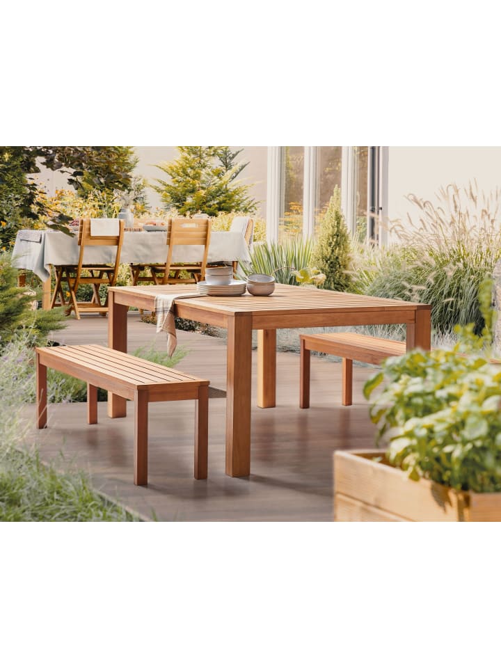 Beliani 3-tlg Gartentisch Set MONSANO in Heller Holzfarbton günstig kaufen onesize