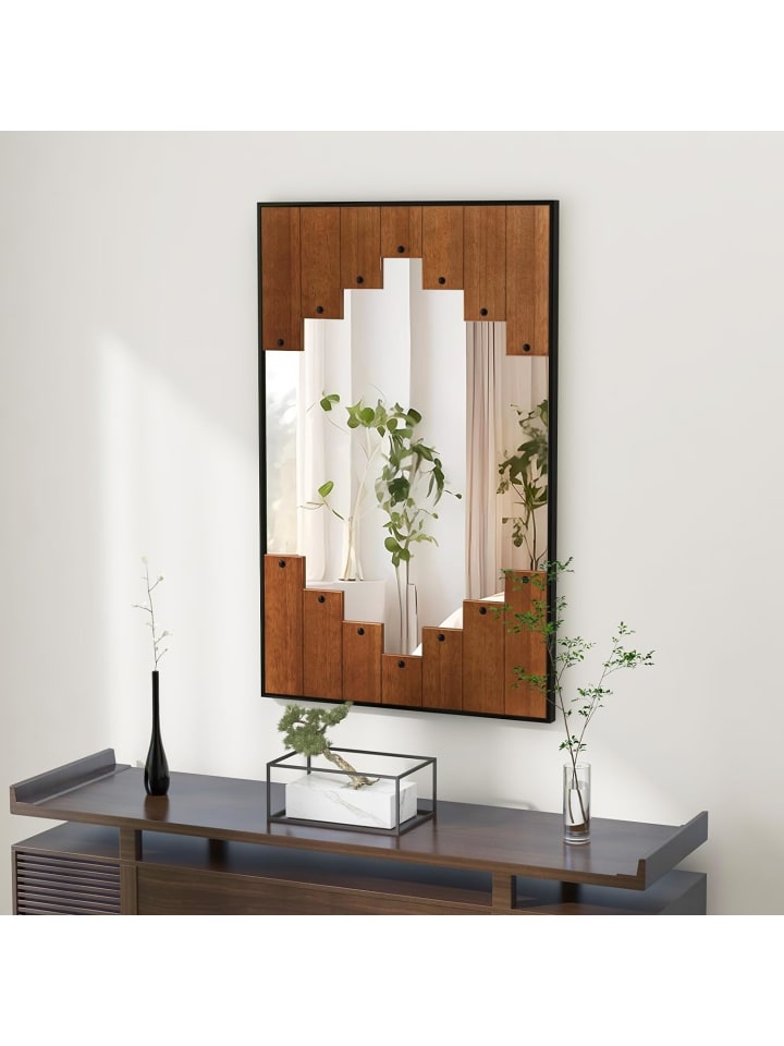COSTWAY Wandspiegel Holzrahmen 66x95cm in Braun günstig kaufen onesize