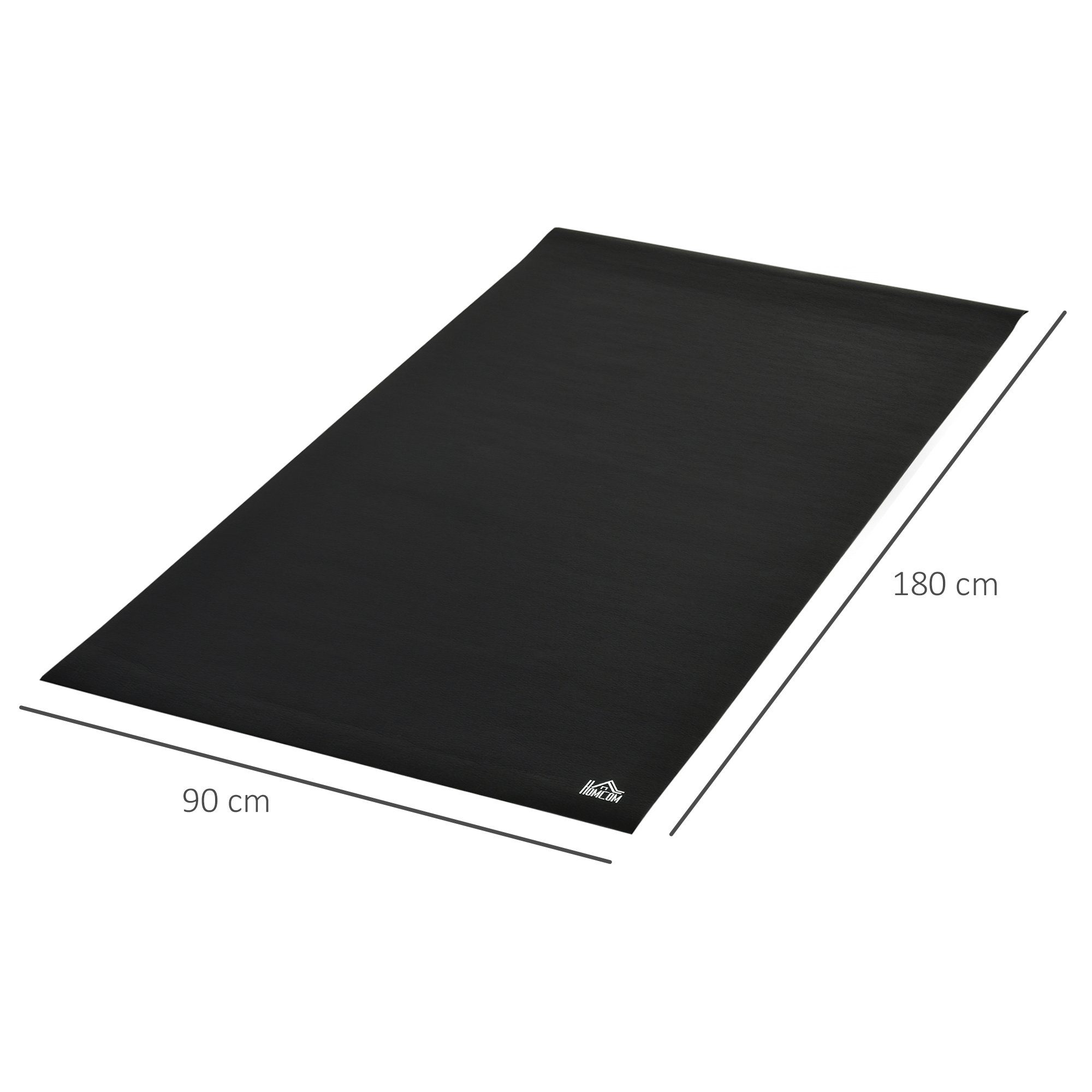 HOMCOM Yogamatte Anti-Rutsch Fitnessgerät Bodenschutzmatte für Fitnessgeräte Schwarz (Set, 1-St., für Heimtrainer Crosstrainer Laufband), 180L x 90B x 0.6H cm