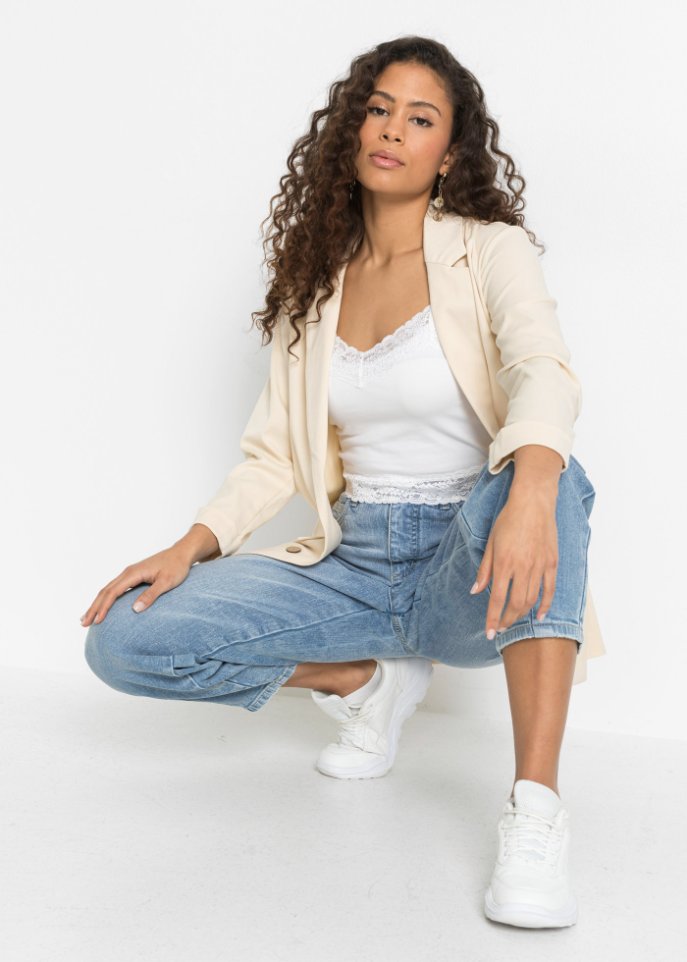 Cropped Top mit Spitze, Doppelpack