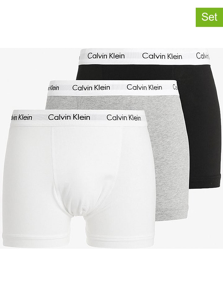 CALVIN KLEIN UNDERWEAR 3er-Set: Boxershorts in Weiß/ Hellgrau/ Schwarz günstig kaufen