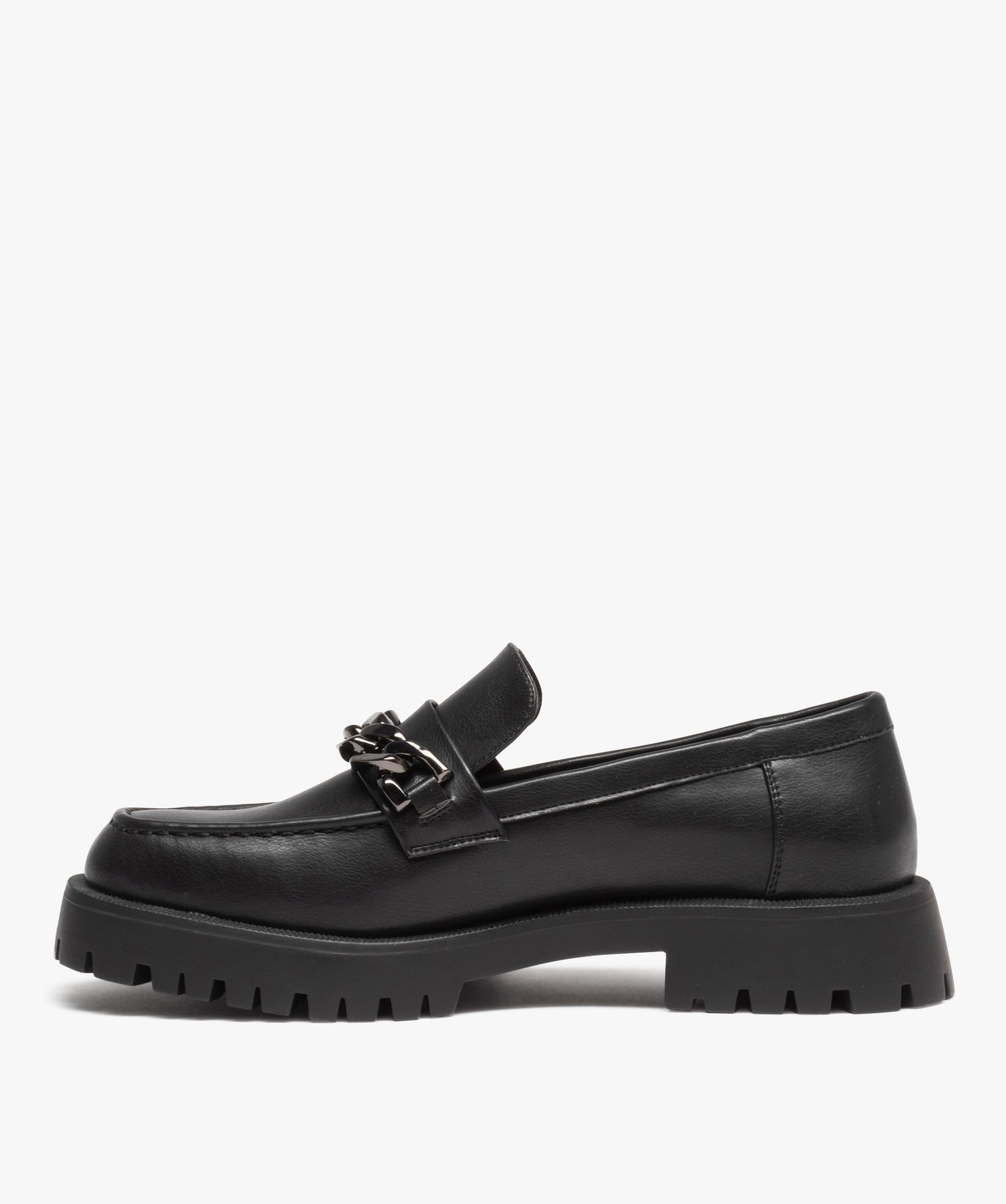 Mocassins femme unis à semelle crantée débordante noir | GEMO