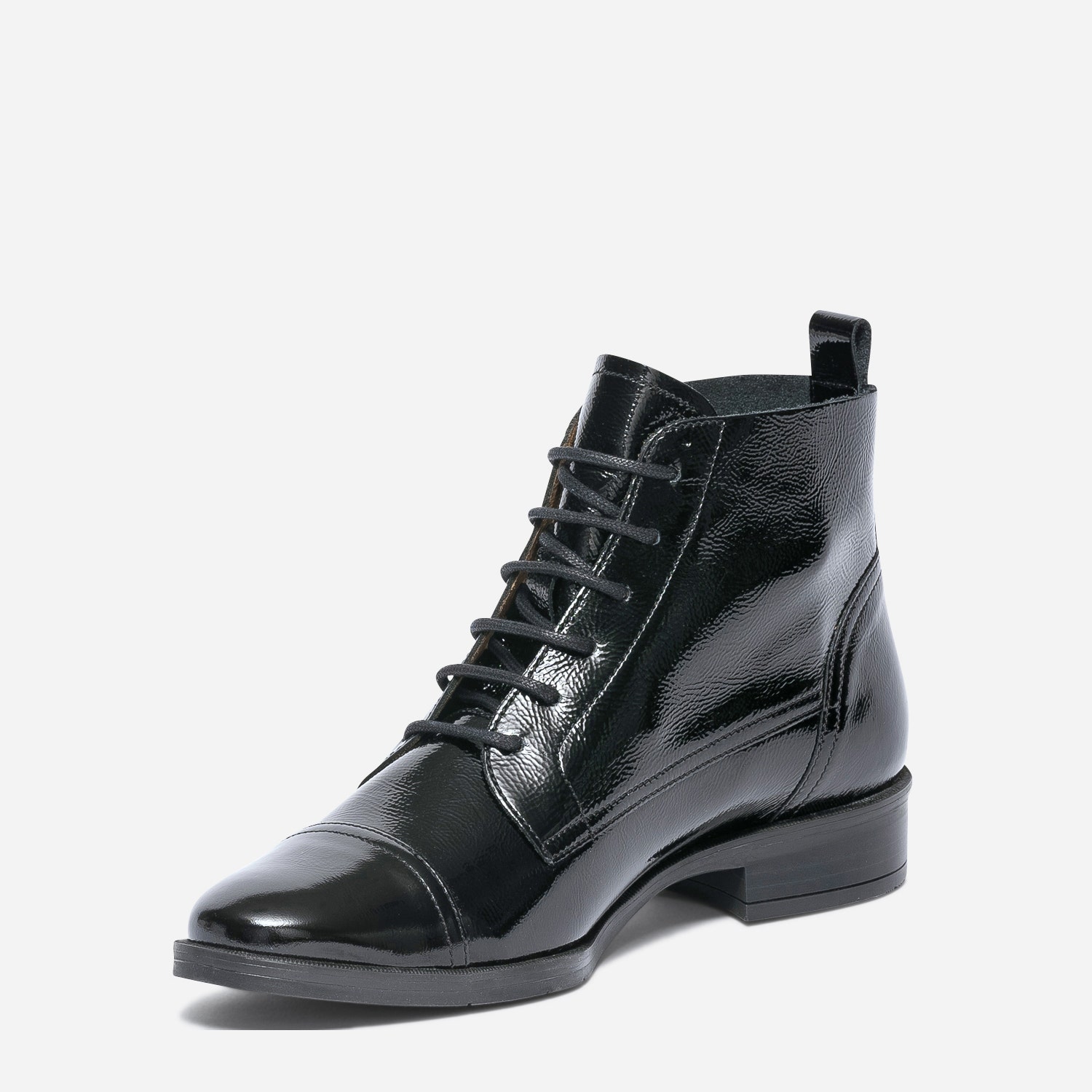 Bottine ERAM FLEX noire en cuir verni