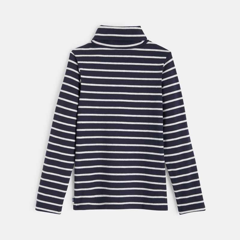 T-shirt col roulé rayé bleu garçon