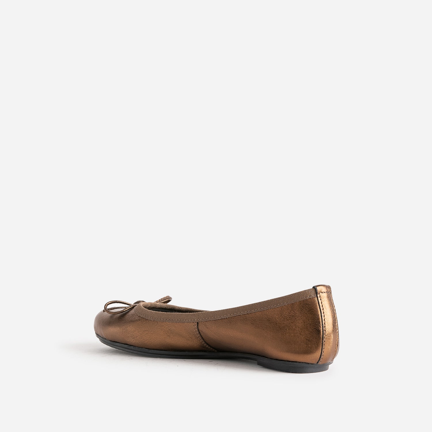 Ballerine bronze en cuir à petit nœud