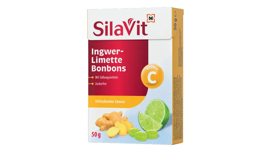 SilaVit Ingwer Limette Bonbons Zuckerfrei 50 g