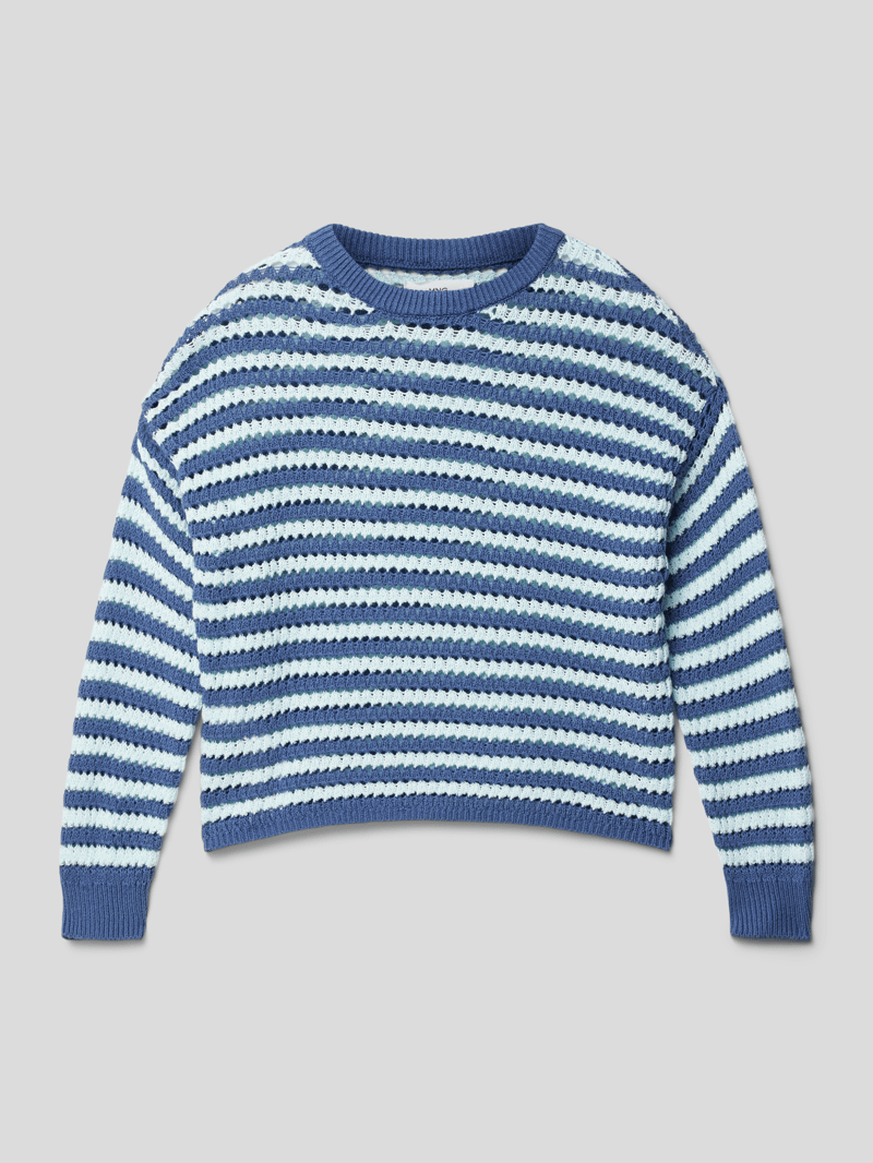 Strickpullover mit Streifenmuster Modell 'bob' in bleu