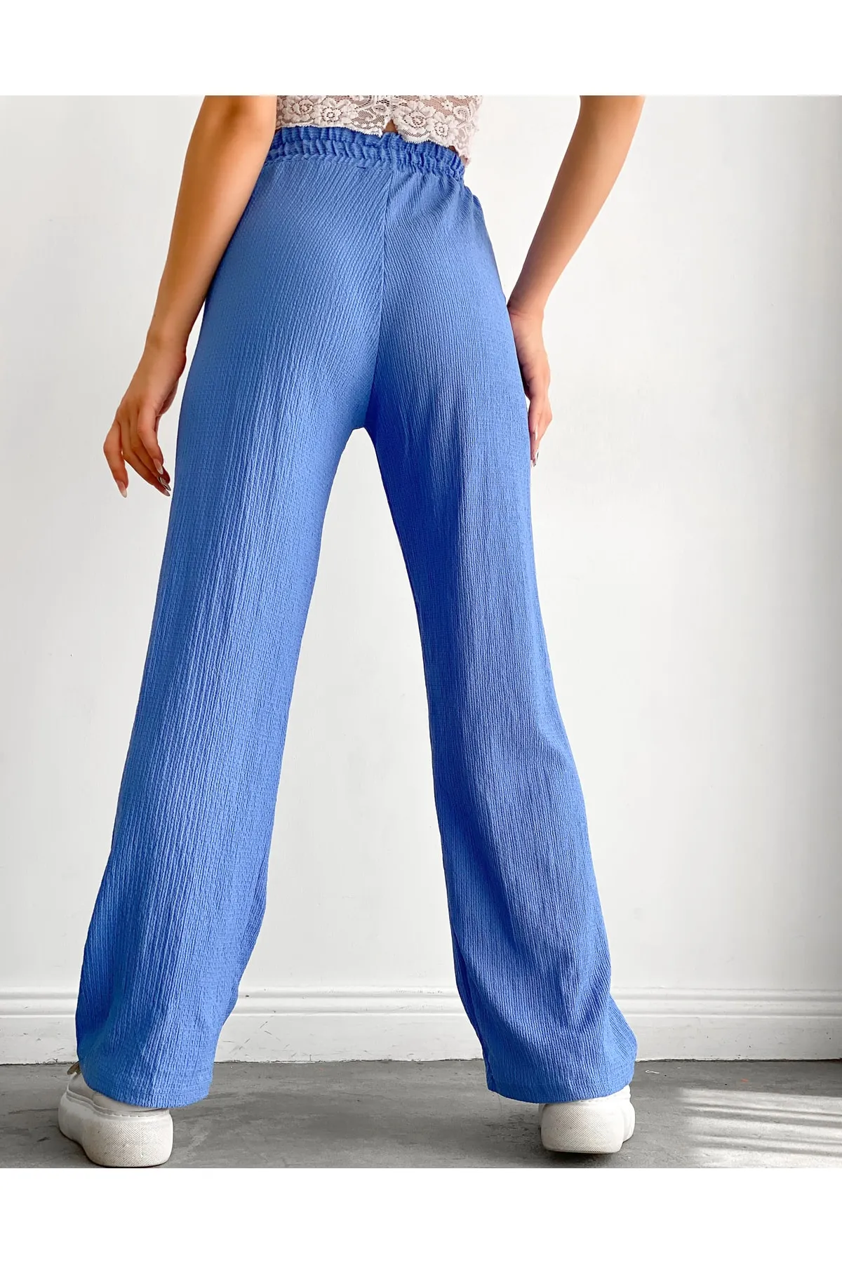BEJNA  Blaue Palazzo-Hose mit elastischem Bund für Damen