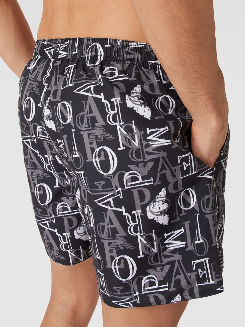 Badehose mit Label-Print in schwarz