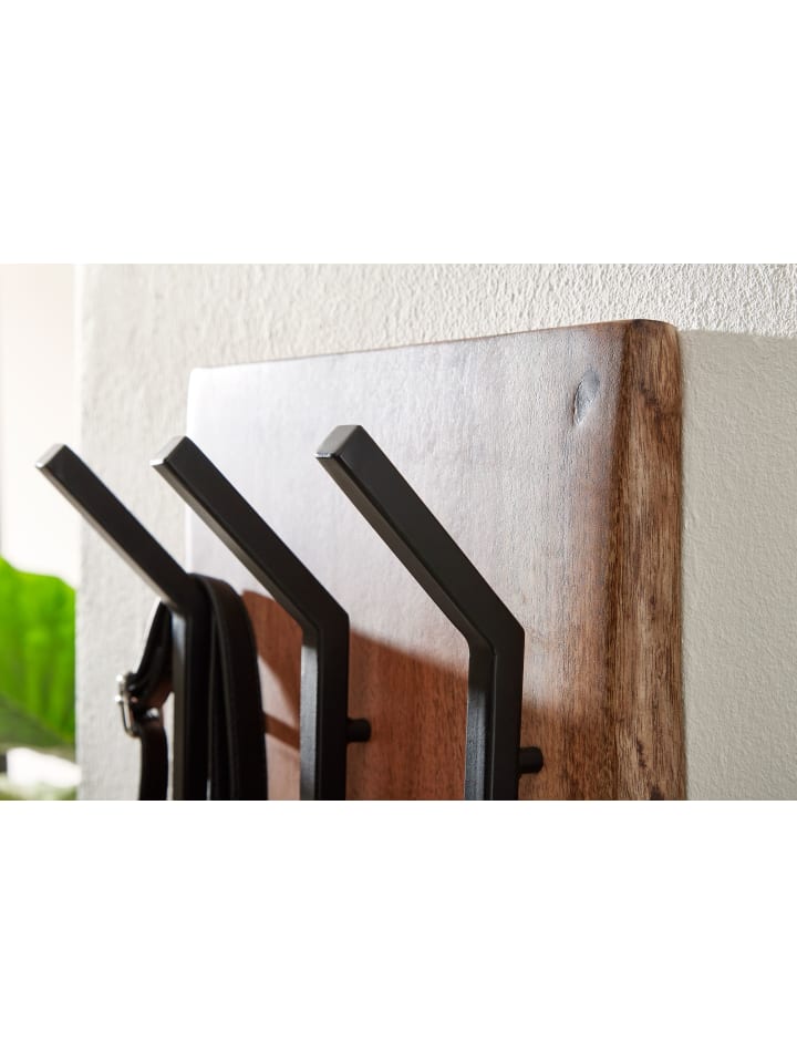 KADIMA DESIGN Wandgarderobe Akazie & Metall, Natürliche Baumkante, 35.5x100x11 cm günstig kaufen onesize