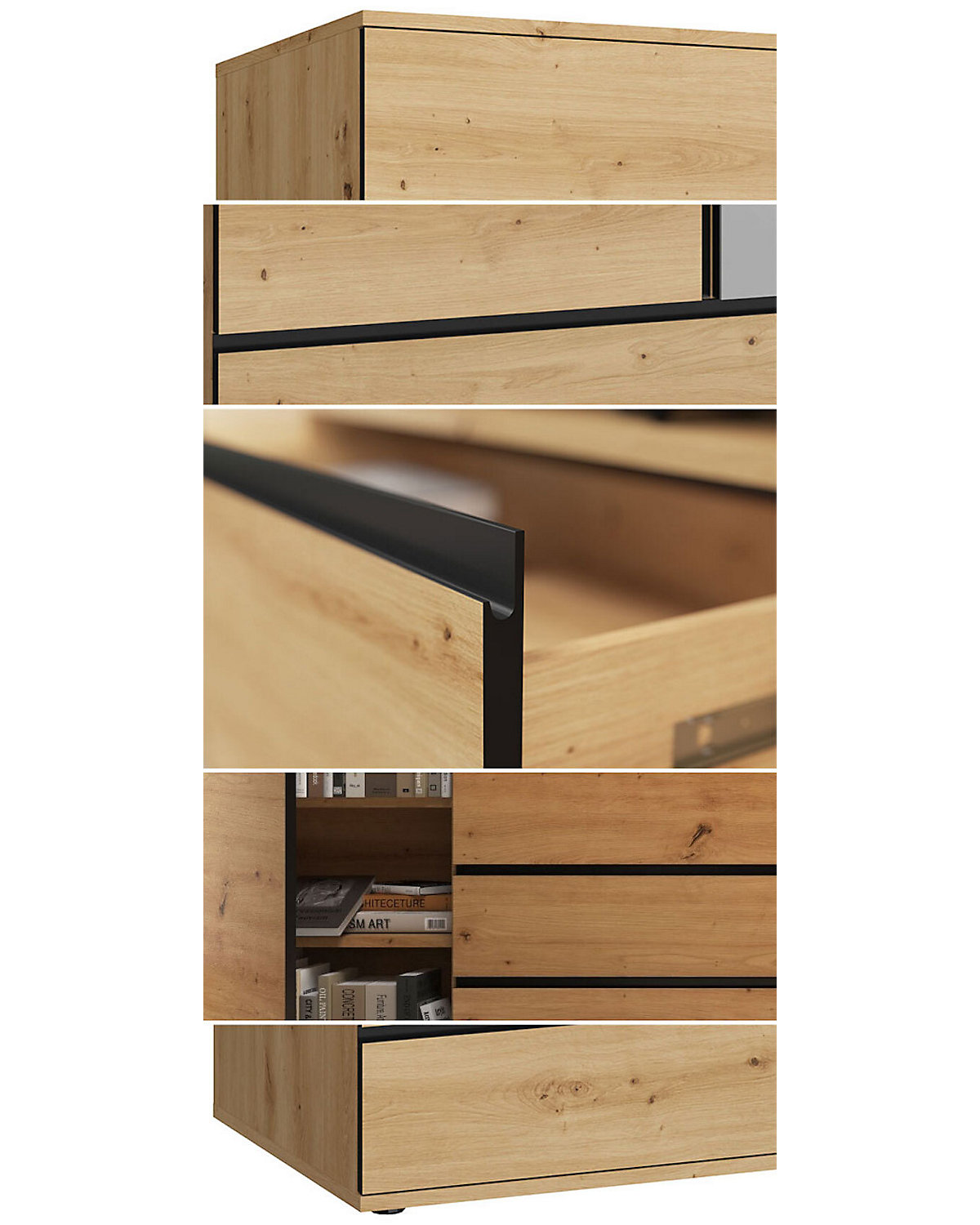 Kleiderschrank Naxos Drehtürenschrank Spiegel 165cm artisan eiche schwarz matt