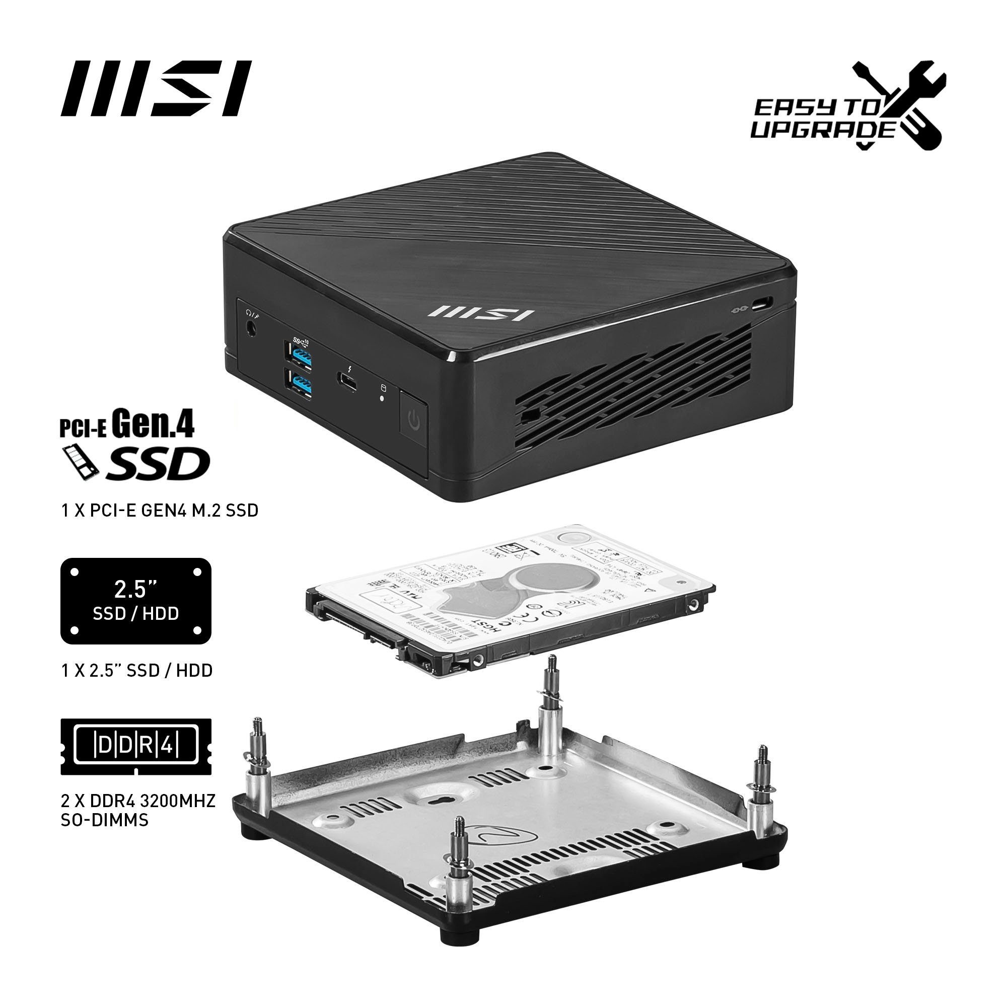 MSI CUBI 5 12M-021BDE Mini-PC (Intel Core i5 1255U, Iris® Xe Graphics, Luftkühlung)