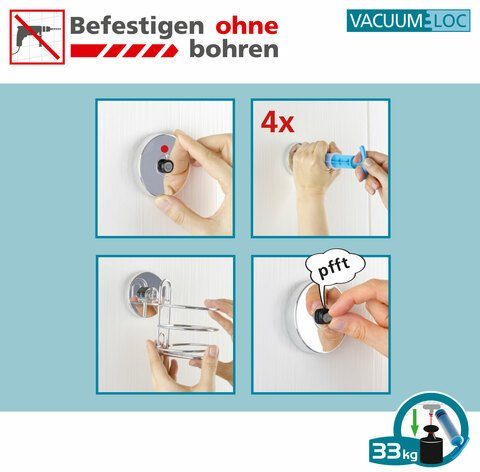 WENKO Wandhaken Vacuum-Loc®, (Set, 2-St), Kunststoff, Befestigen ohne Bohren