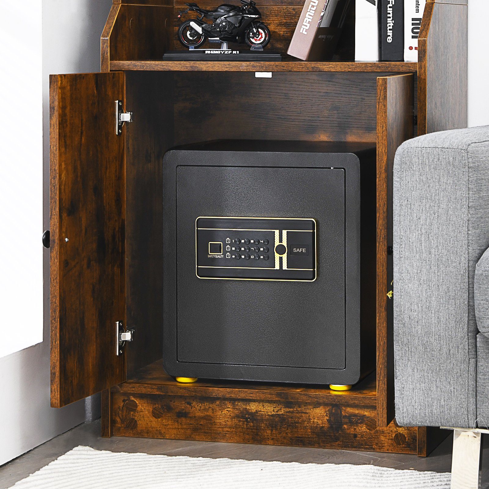 COSTWAY Tresor, 45L, mit abnehmbarem Regal & Alarmsystem, 2 Schlüsseln