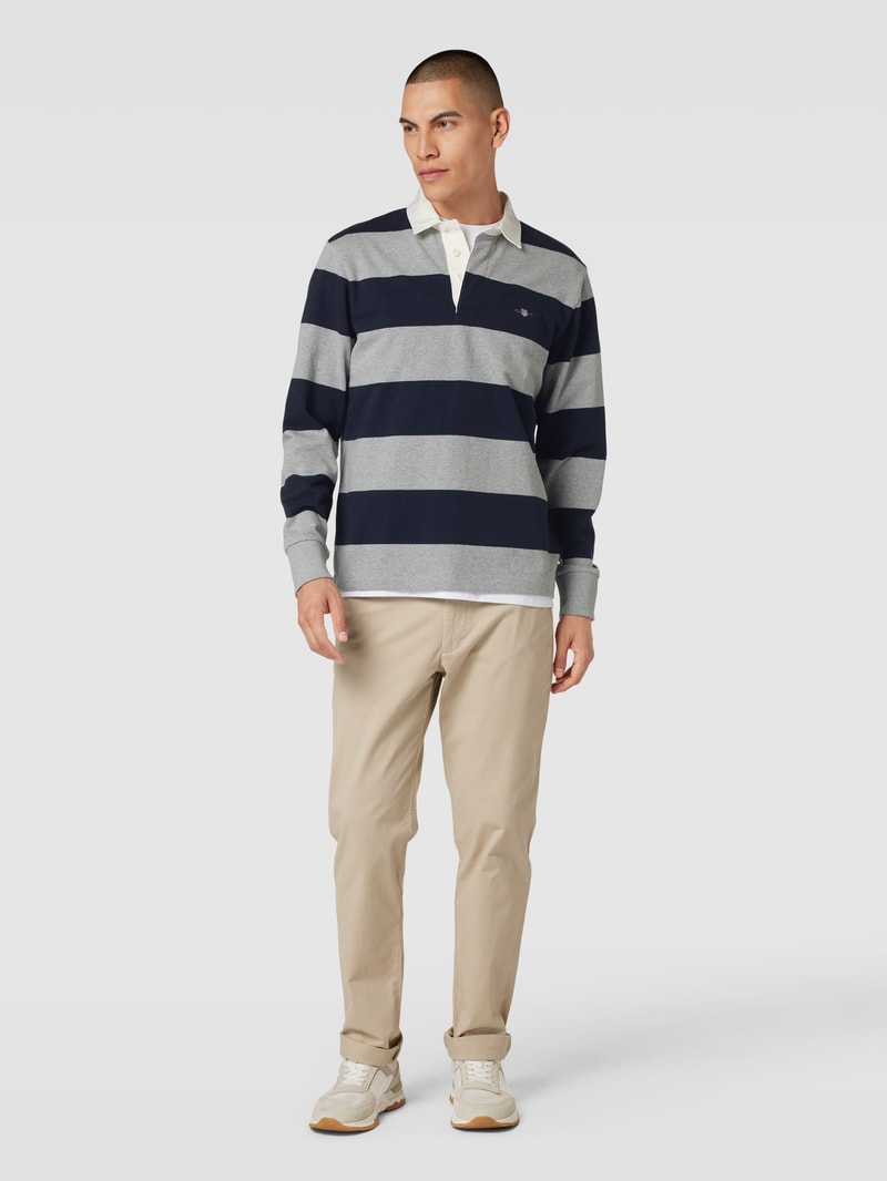 Sweatshirt mit Streifenmuster Modell 'SHIELD' in mittelgrau meliert