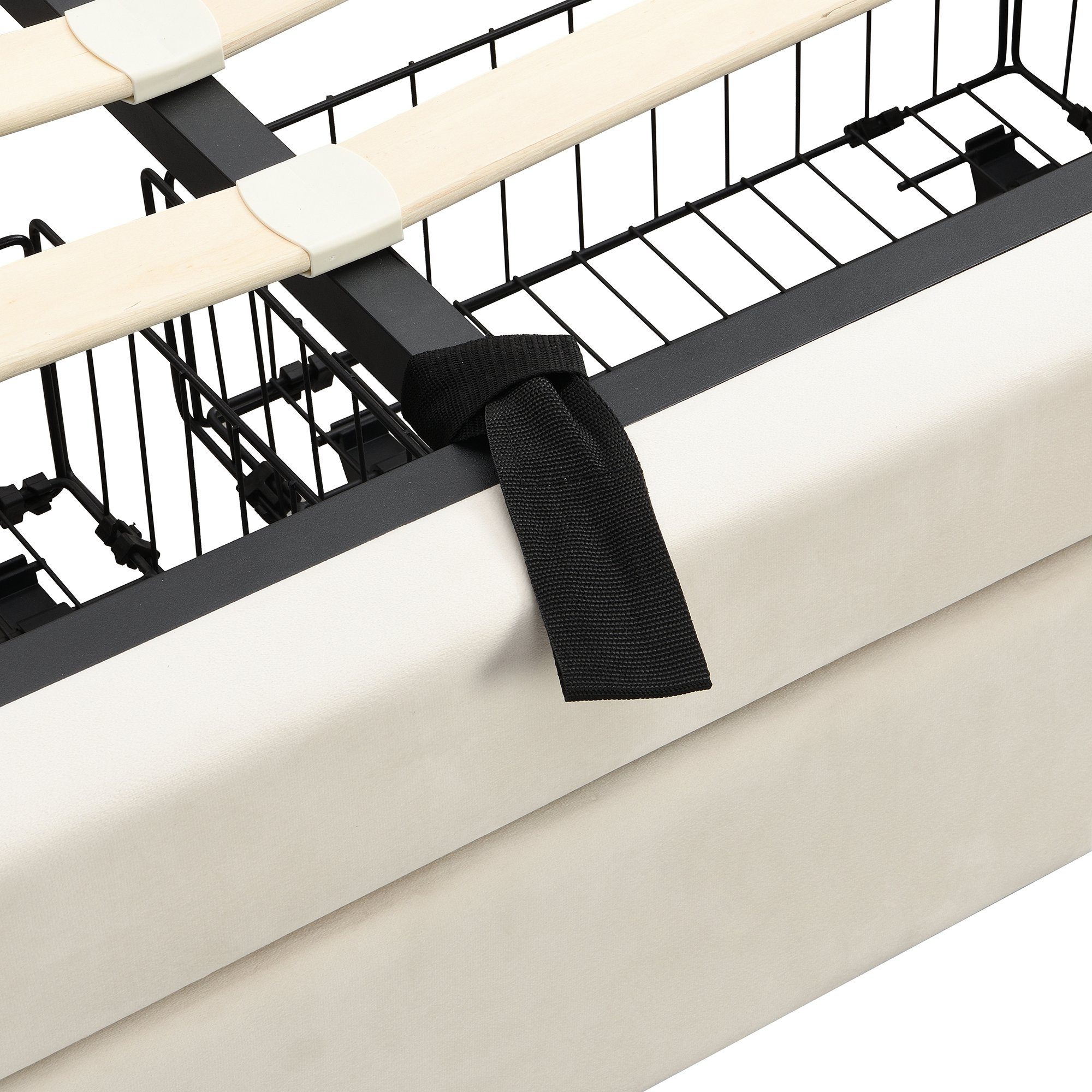 Ulife Polsterbett hydraulisches Doppelbett Funktionsbett Bettrahmen (mit Lattenrost und Kopfteil,mit 2 Schubladen), Holzlattenunterstützung, Samt, 140 x 200cm