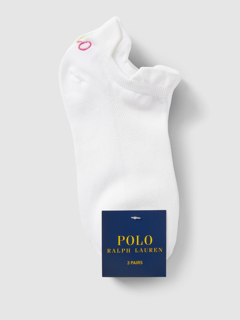 Sneakersocken mit Label-Print im 3er-Pack Modell 'DOUBLE' in weiß