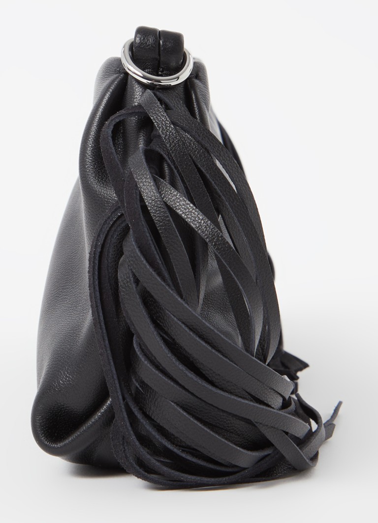 Maje Leather shoulder bag with fringes