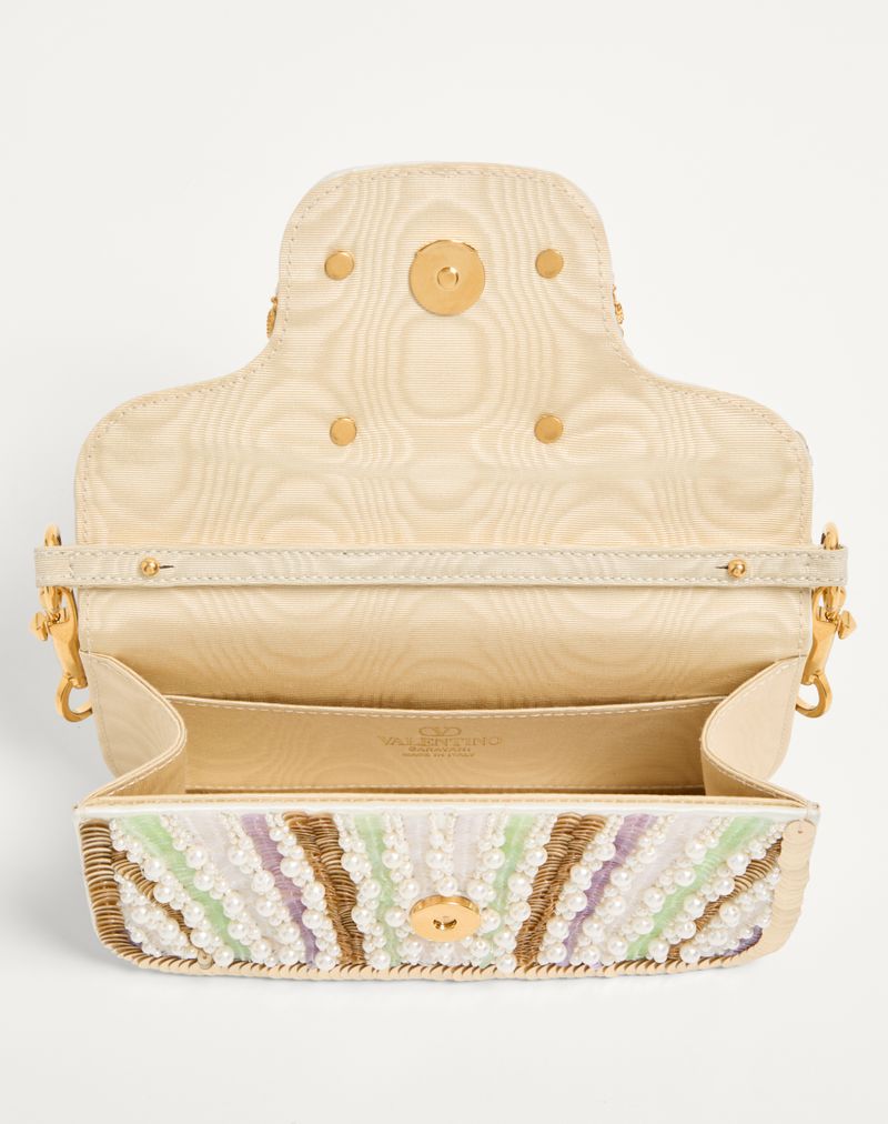 Bolsa de ombro pequena Valentino Garavani Locò bordada com logotipo de joia