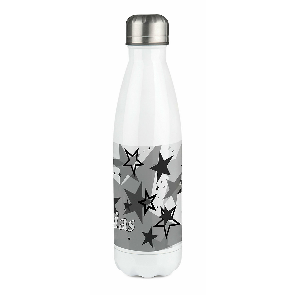 Edelstahl Kinder Thermoflasche / Trinkflasche bunt Sternenhimmel Farbe schwarz Spülmaschinenfest, Auslaufsicher, Bruchfest, Doppelwandig, Für Heißgetränke geeignet, Mit Deckel, Isoliert
