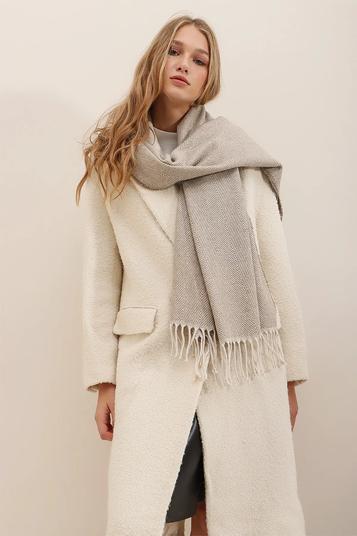 Trend Alaçatı Stili  Schultertuch - Beige - Unifarben