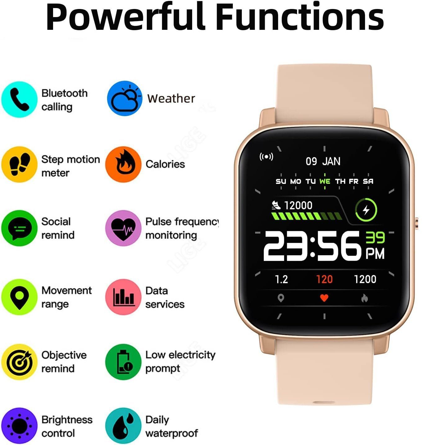 Mutoy Smartwatch, Fitness Tracker Uhr, Damen Herren Smartwatch (Fitnessuhr mit Telefonfunktion 1,69