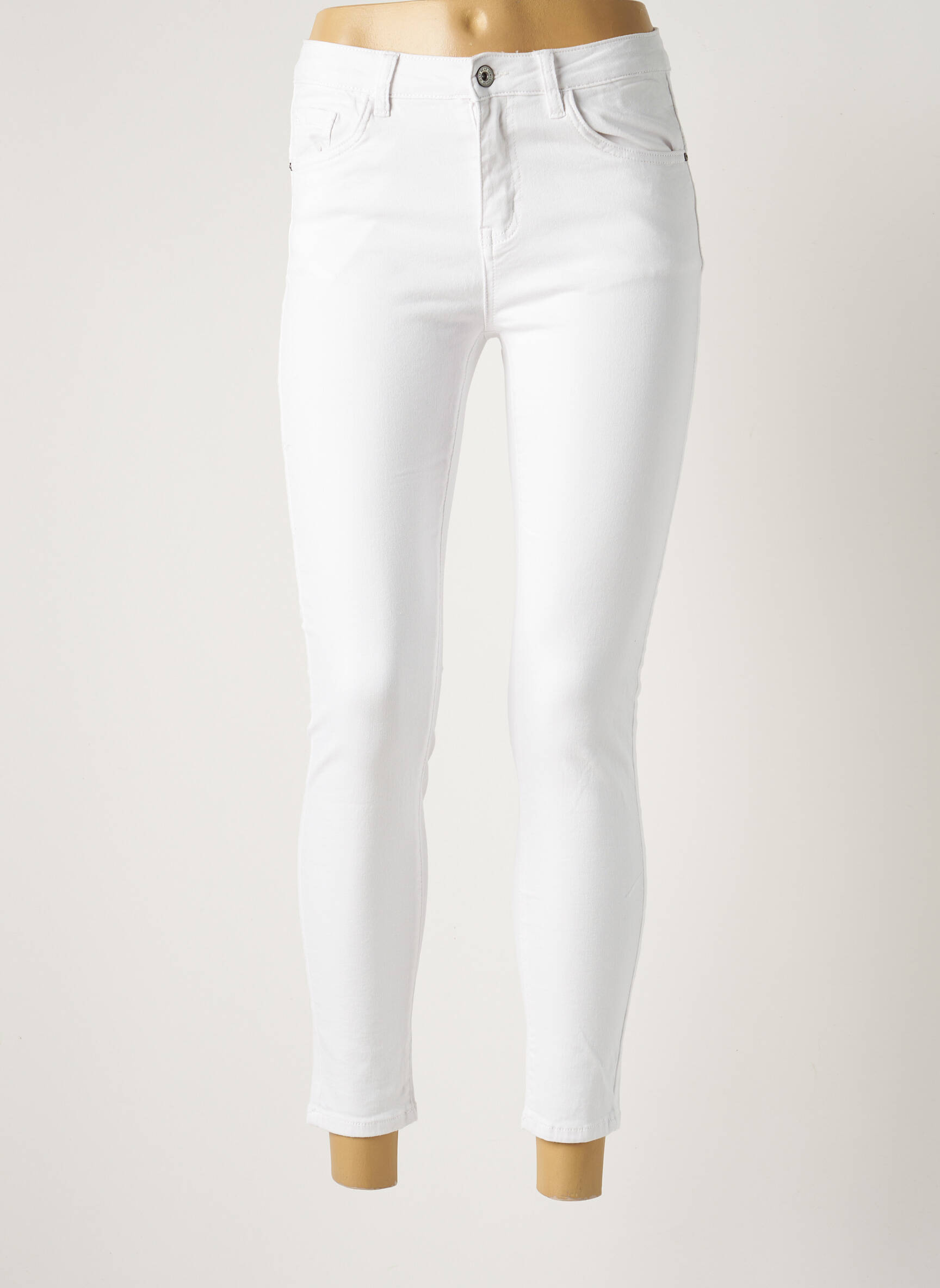 Hello Miss Jeans Coupe Slim Femme couleur blanc