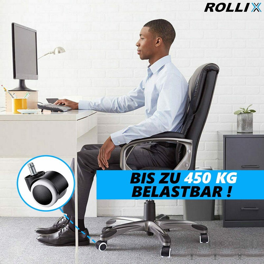 MAVURA Stuhlrolle ROLLIX Bürostuhlrollen Hartbodenrollen Stuhlrollen, Chefsesselrollen - leise & kratzfrei 11mm [5er Set]