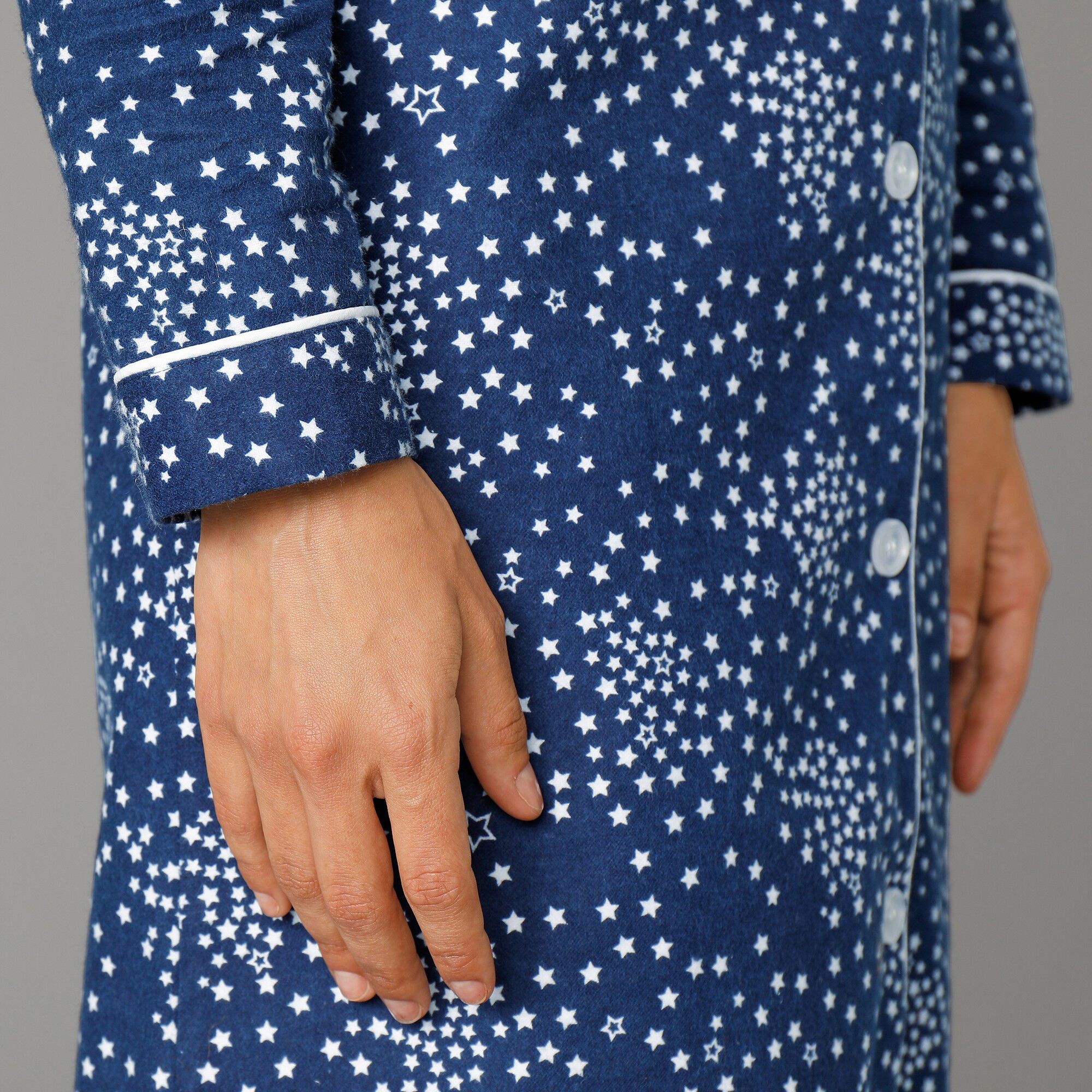 Chemise de nuit en pilou forme liquette imprimé étoiles