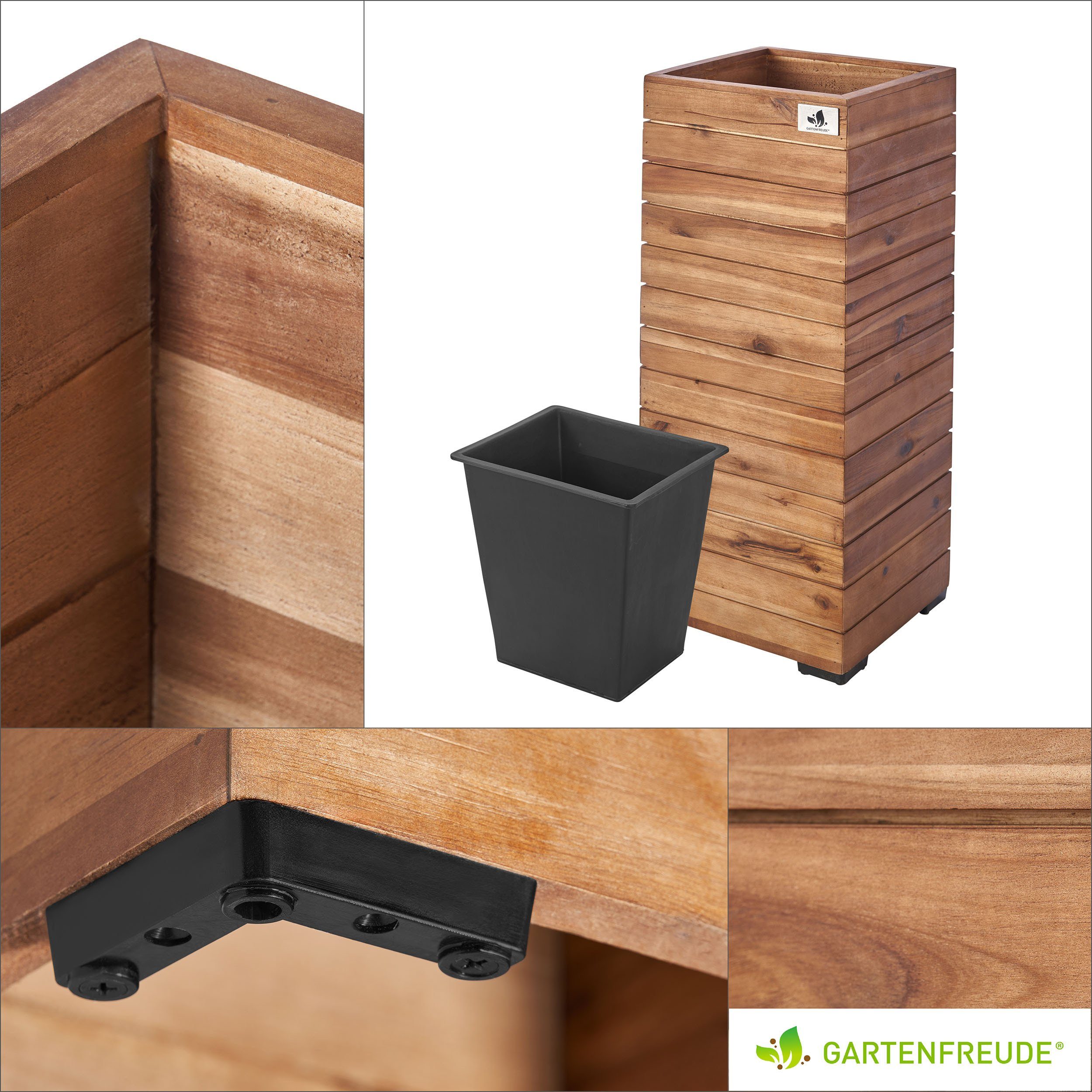 Gartenfreude Pflanzkübel Pflanzgefäß Holz horizontale Lamellen Optik