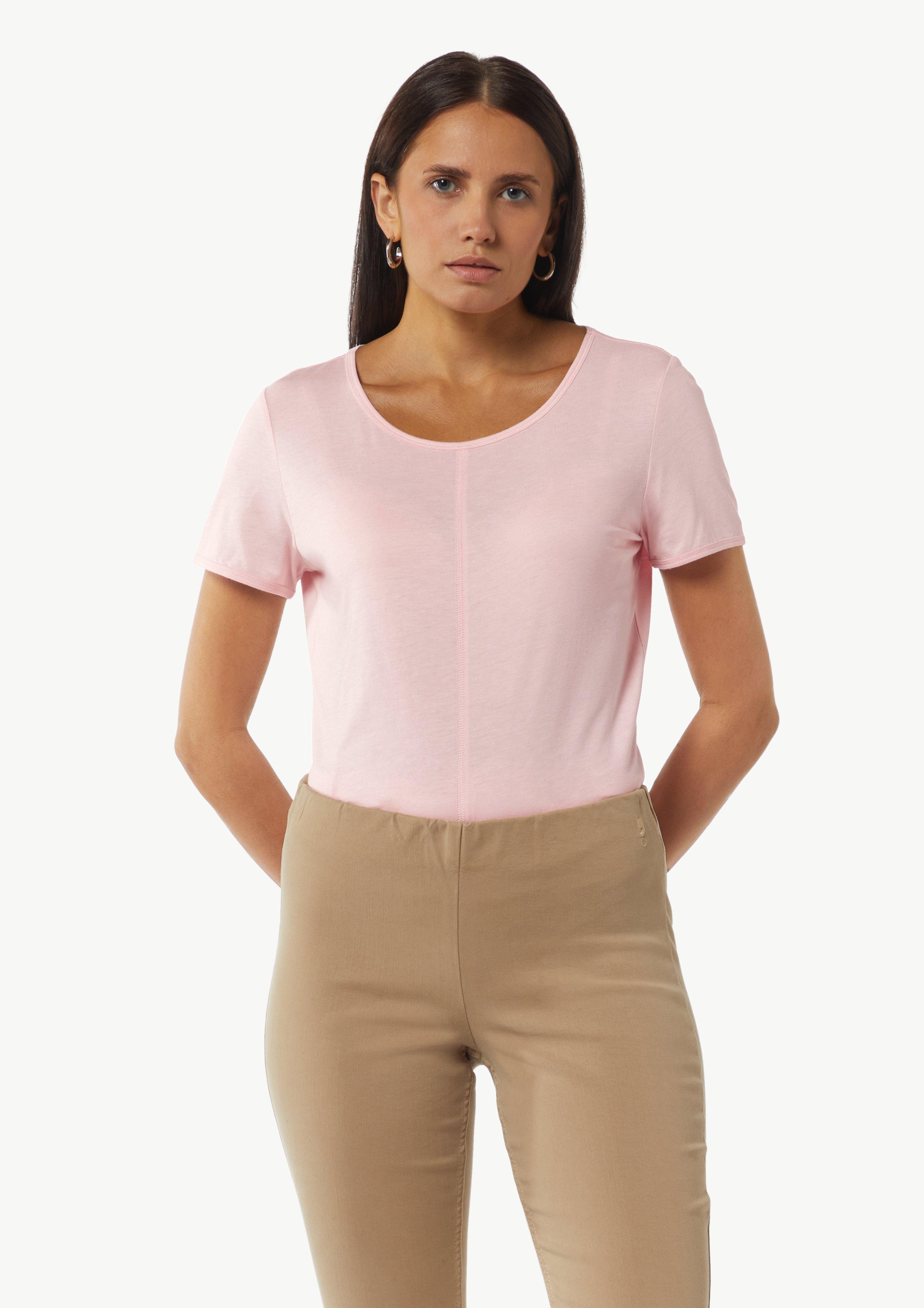 T-Shirt aus Baumwollmix mit Naht-Detail - rosa