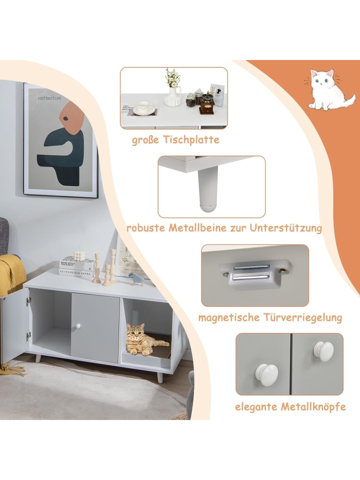 COSTWAY Katzenschrank mit Kratzbrett in Grau günstig kaufen 50 cm
