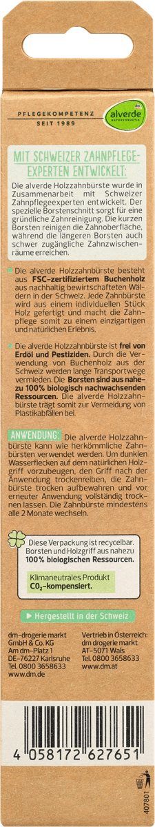 Zahnbürste aus Holz medium, 1 St
