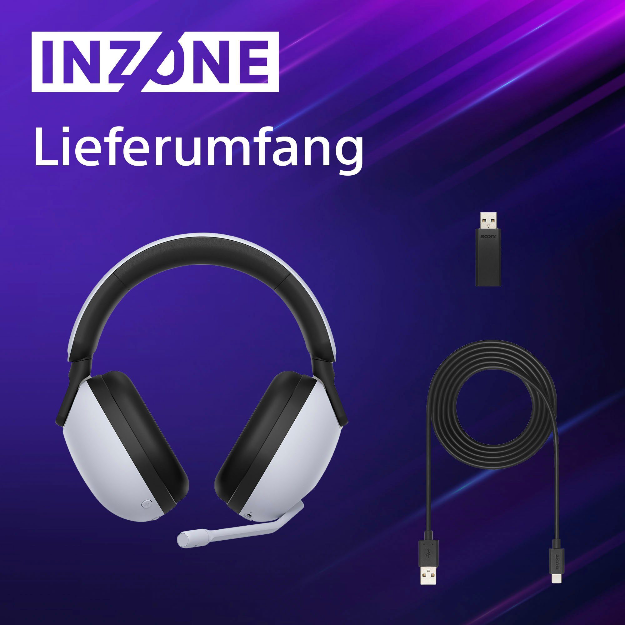 Sony INZONE H9 Gaming-Headset (Active Noise Cancelling (ANC), LED Ladestandsanzeige, Quick Attention Modus, Bluetooth, Wireless)