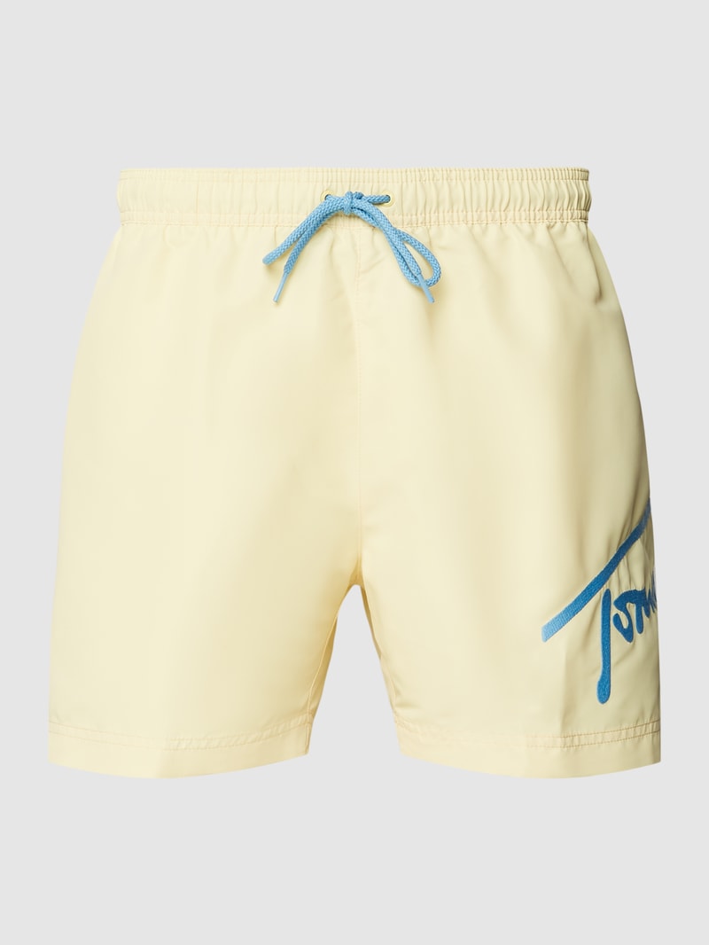 Badehose mit Label-Print in hellgelb