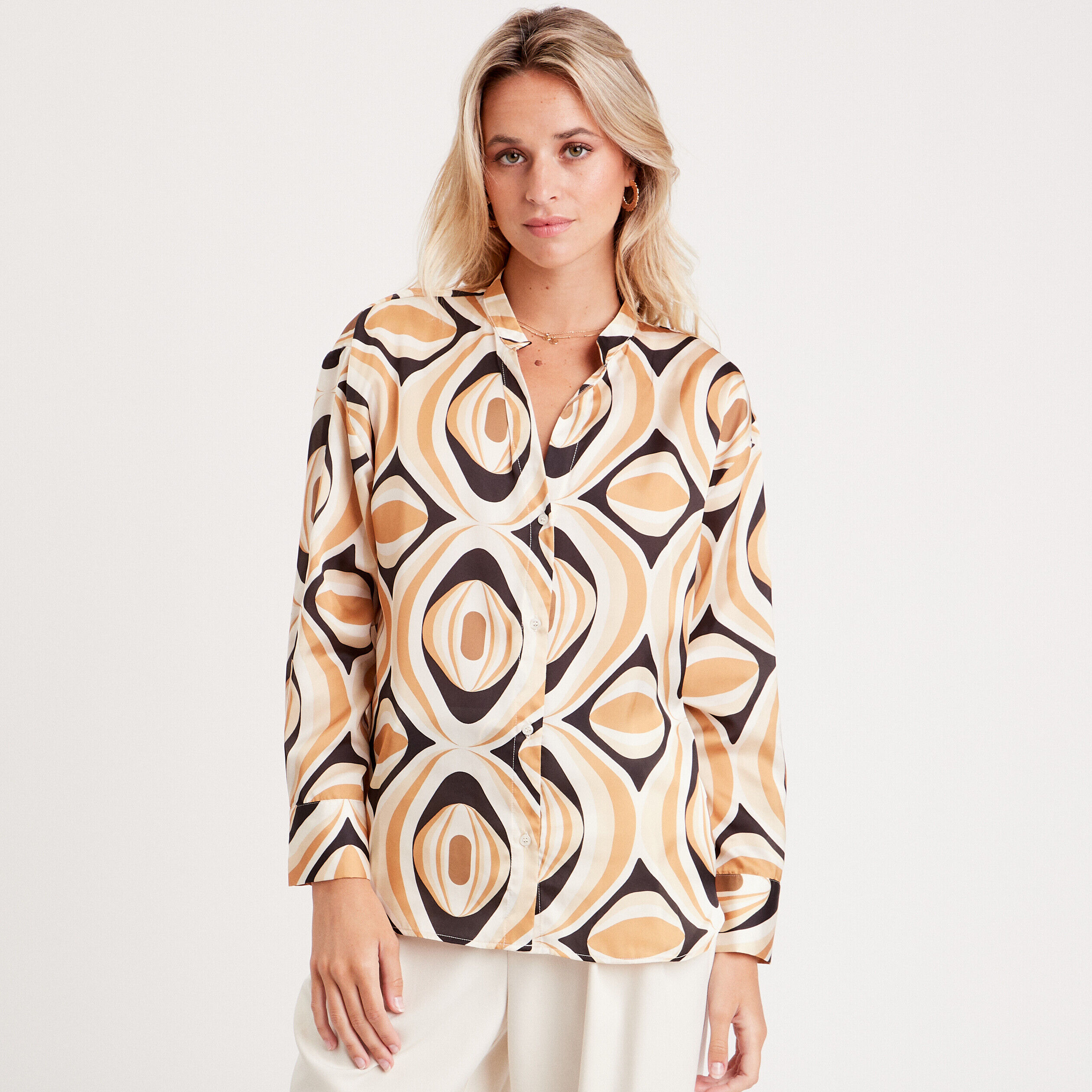 Chemise manches longues beige femme | Cache Cache