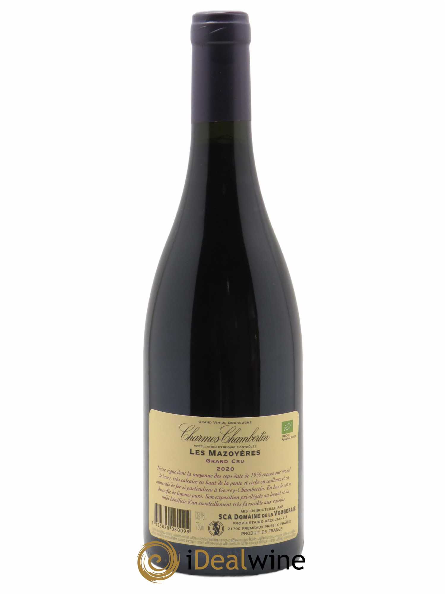 Charmes-Chambertin Grand Cru Les Mazoyères La Vougeraie  2020 - Lot de 1 Bouteille