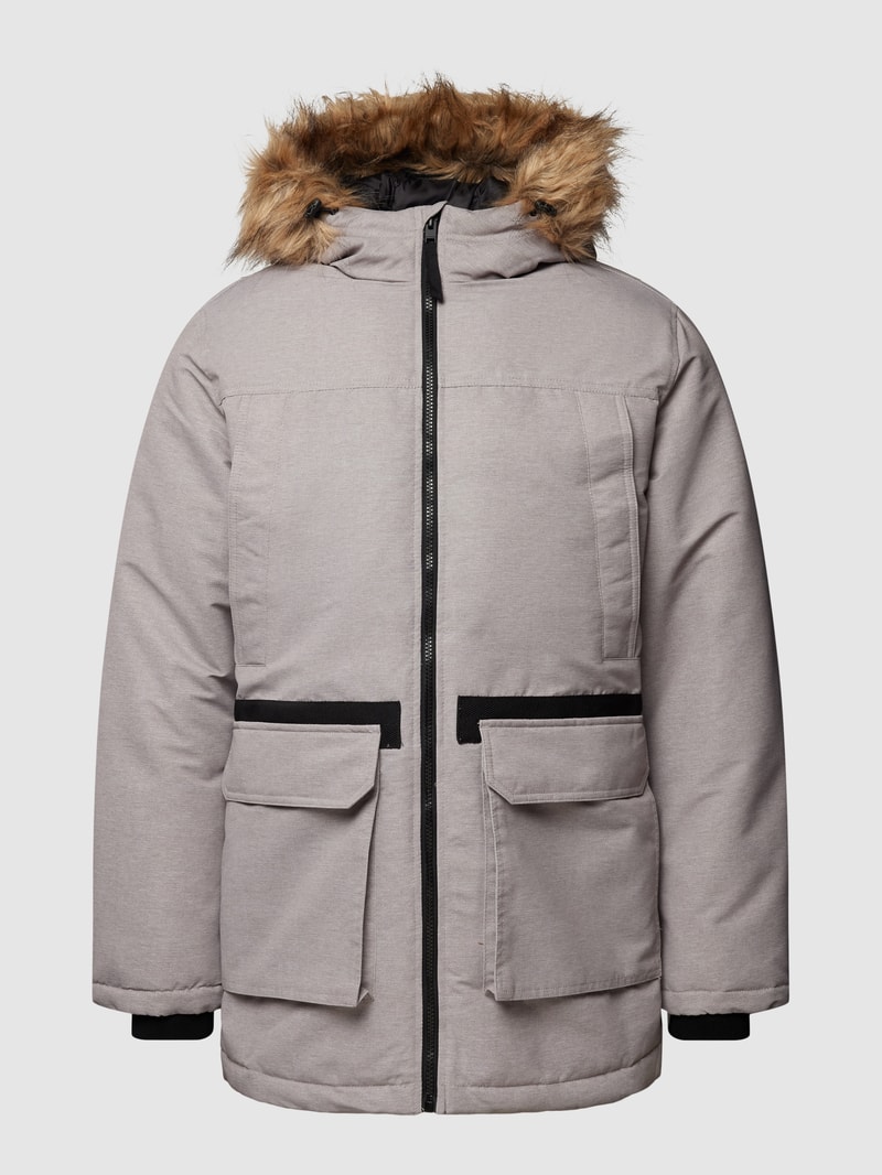 Parka mit Kunstfellbesatz Modell 'EWING' in hellgrau