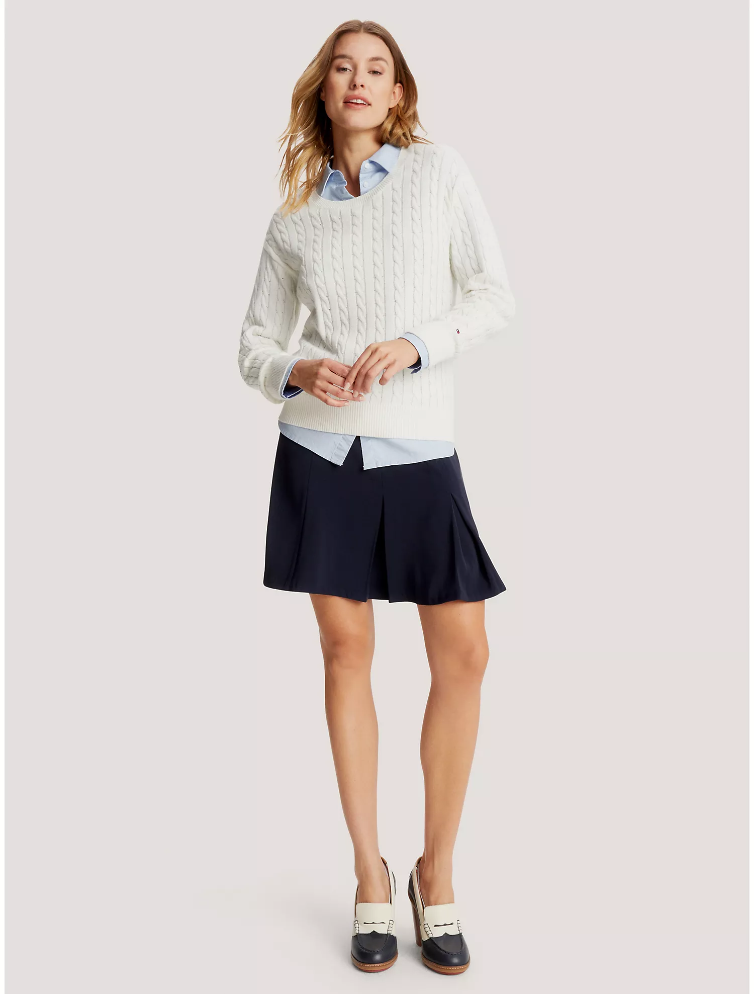 Relaxed Fit Cable Knit Sweater