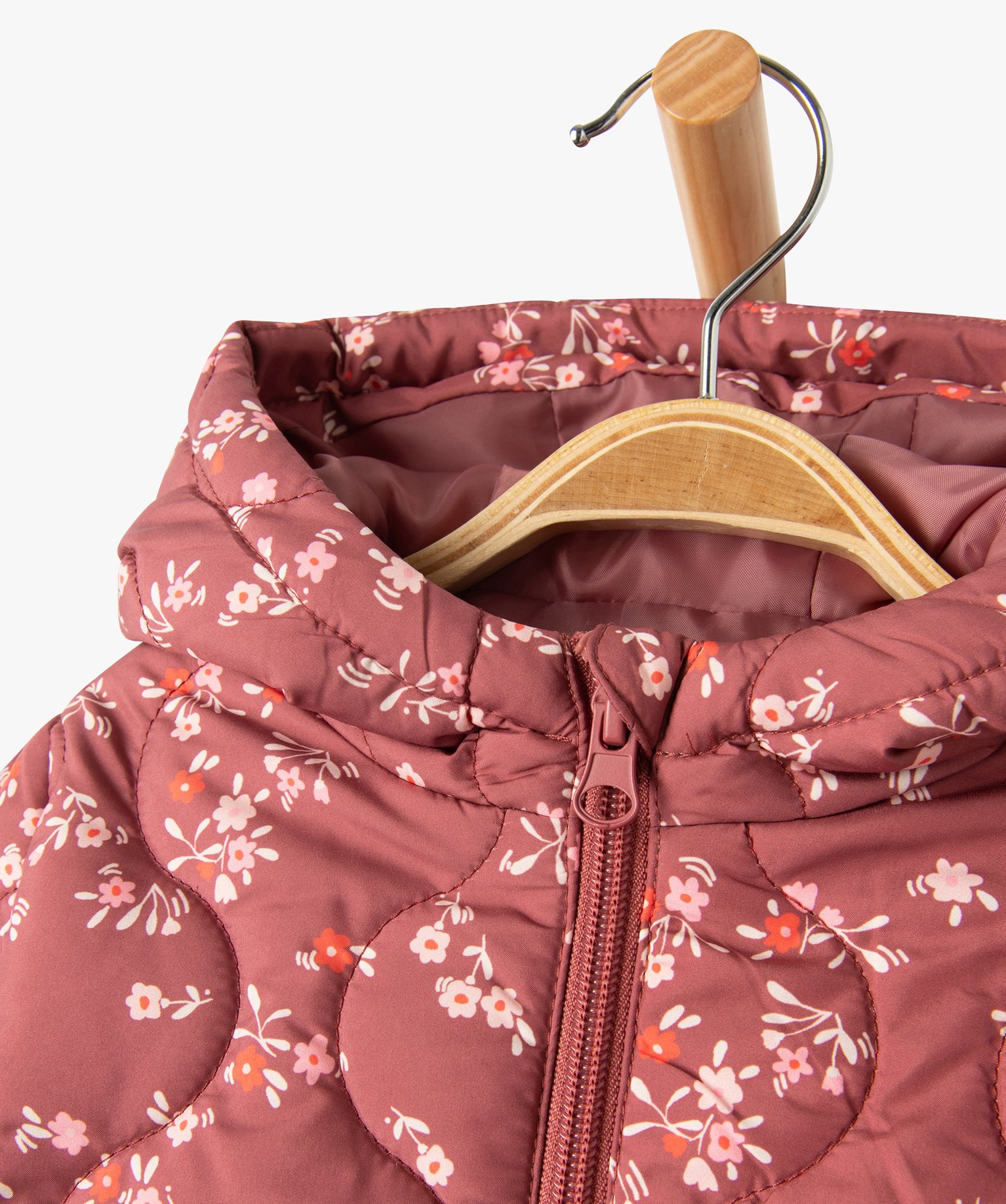 Blouson bébé fille matelassé à capuche rose fonce | GEMO