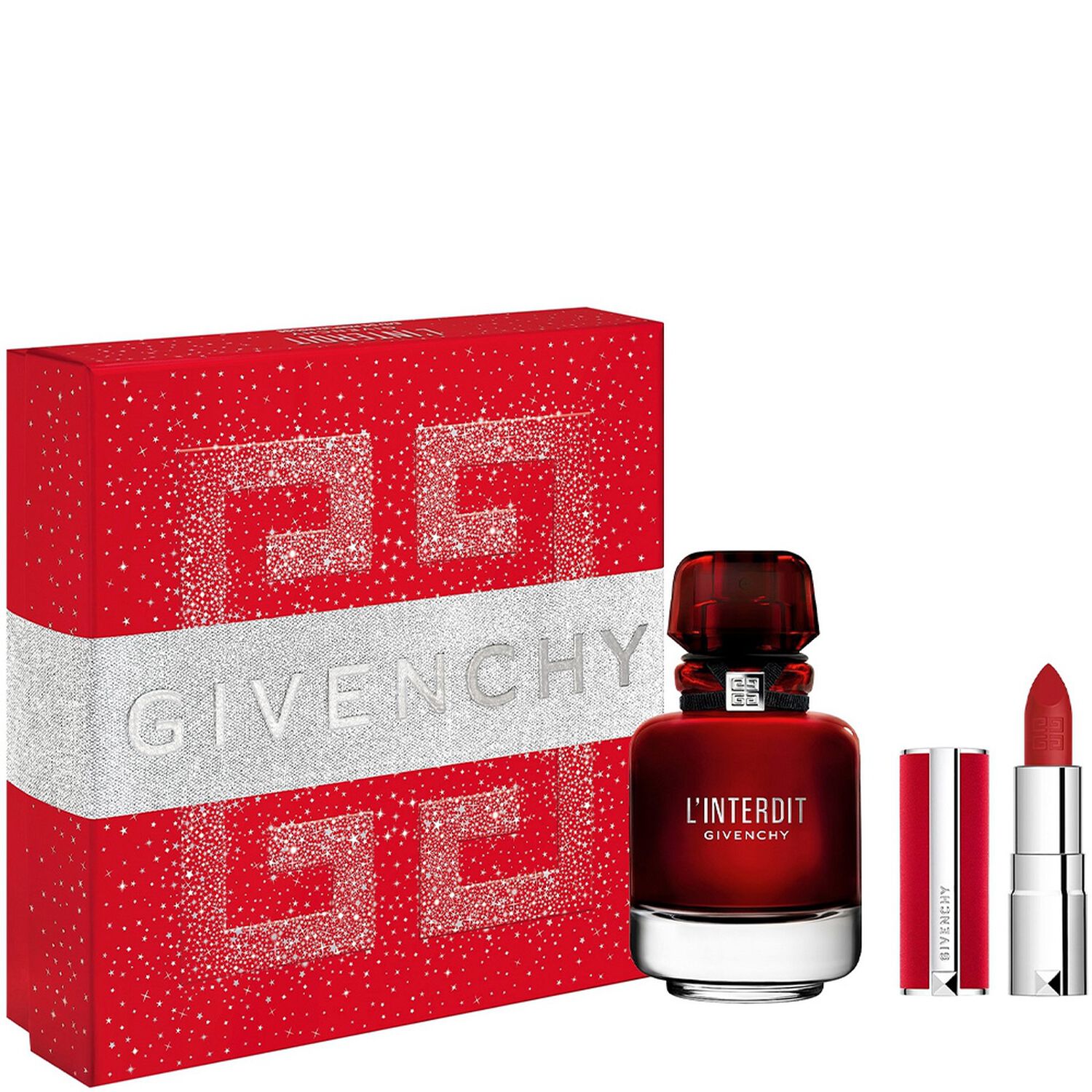 Givenchy L'Interdit Rouge Coffret Eau de Parfum 50 ml + Mini rouge à lèvres Le Rouge Deep Velvet teinte Rouge Grainé