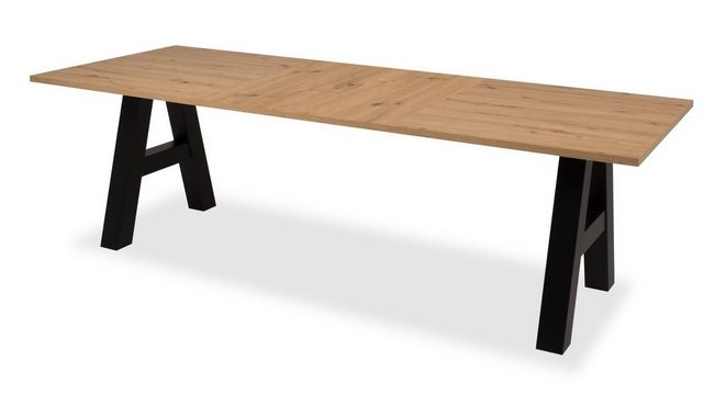 Finori Kulissen-Esstisch Granada (Esstisch in Artisan Eiche und schwarz, 160 cm), ausziehbar bis zu 235 cm