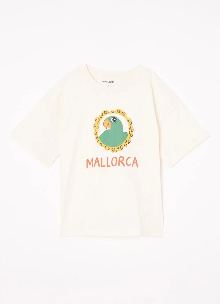 Camiseta oversized Mini Rodini Parrot feita de algodão orgânico.